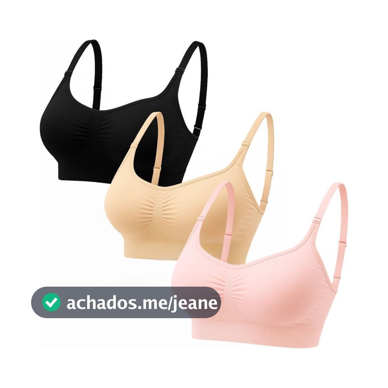 Kit 3 Top Sutiã Feminino, top Fitness com Alça e Fecho Ajustável Bojo Removível  top feminino
