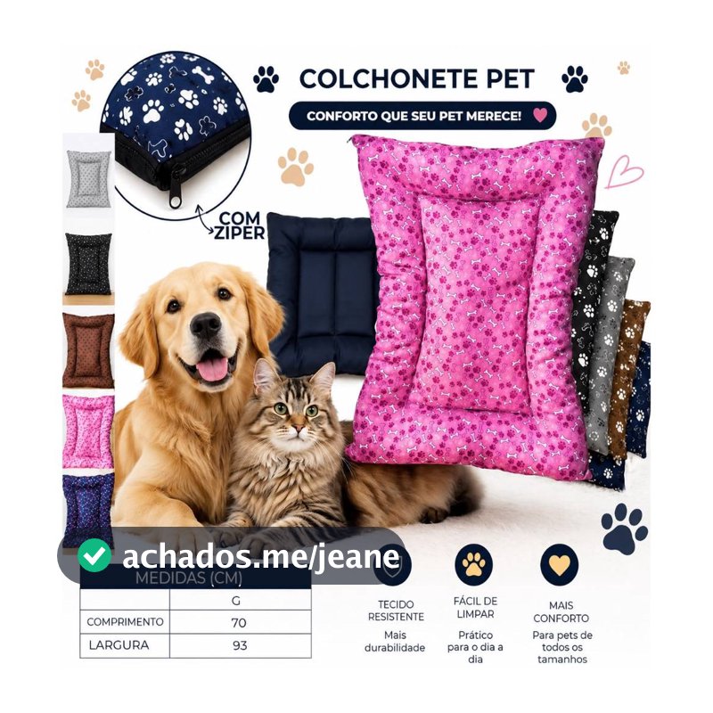 Cama Colchonete para pet Cachorro Gato Grande 93 x 70 cm
