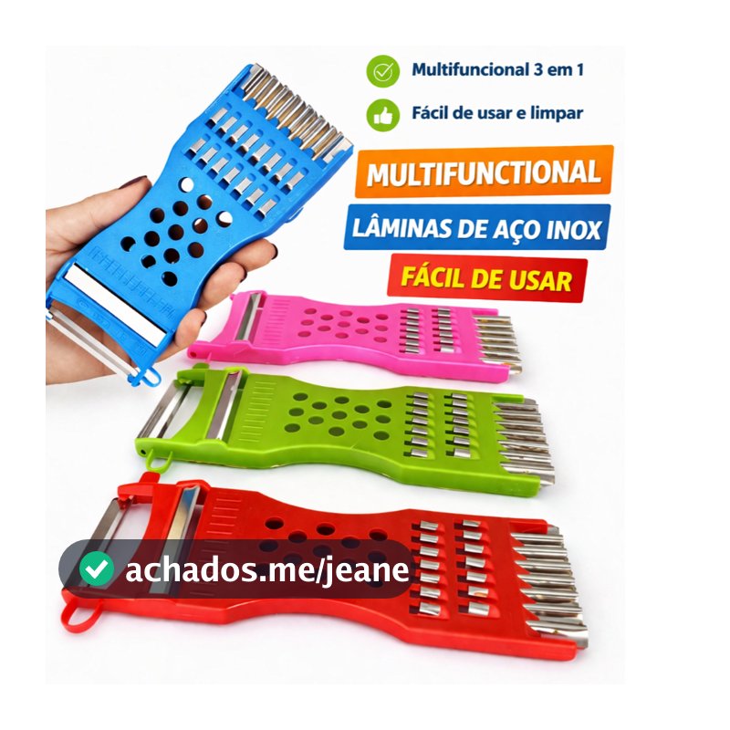 Ralador 4 em 1 Multiuso Inox 18cm Descascador Fatiador e Cortador de Legumes Para Cozinha