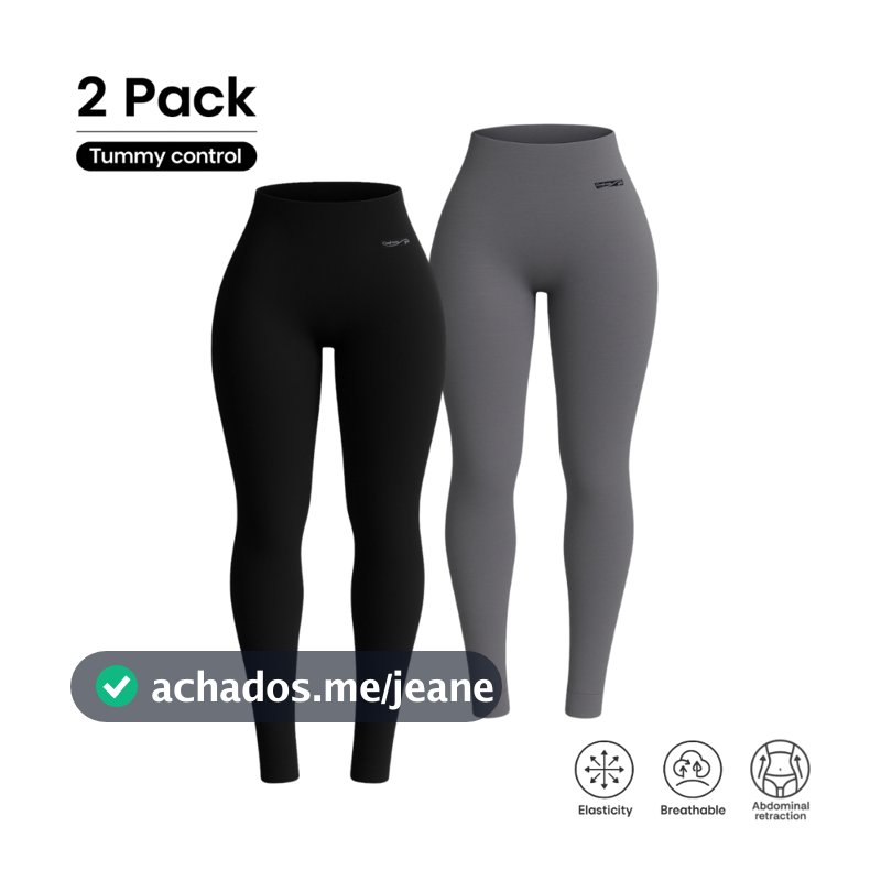 Kit 2 Calças Leggings Cintura Alta e Modeladora Feminina