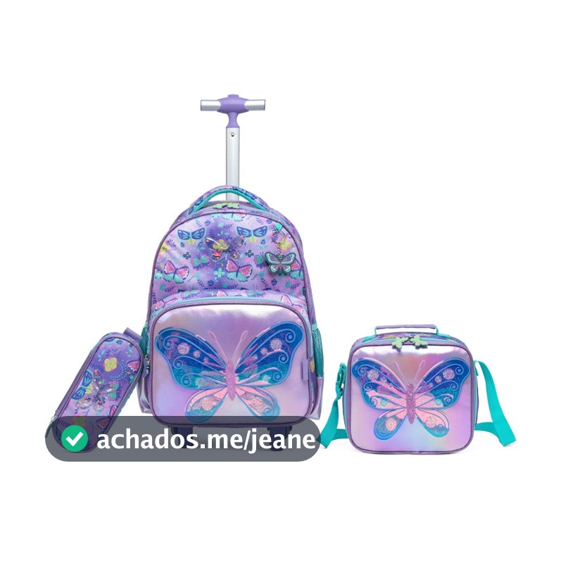 Kit Mochila Escolar Borboleta Feminino Resistente