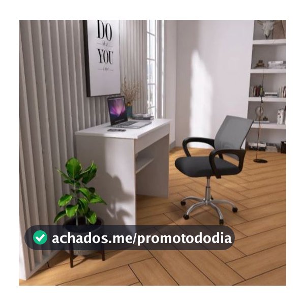 Kit Mesa Escrivaninha Com Gaveta + Cadeira Diretor Preto/Branco