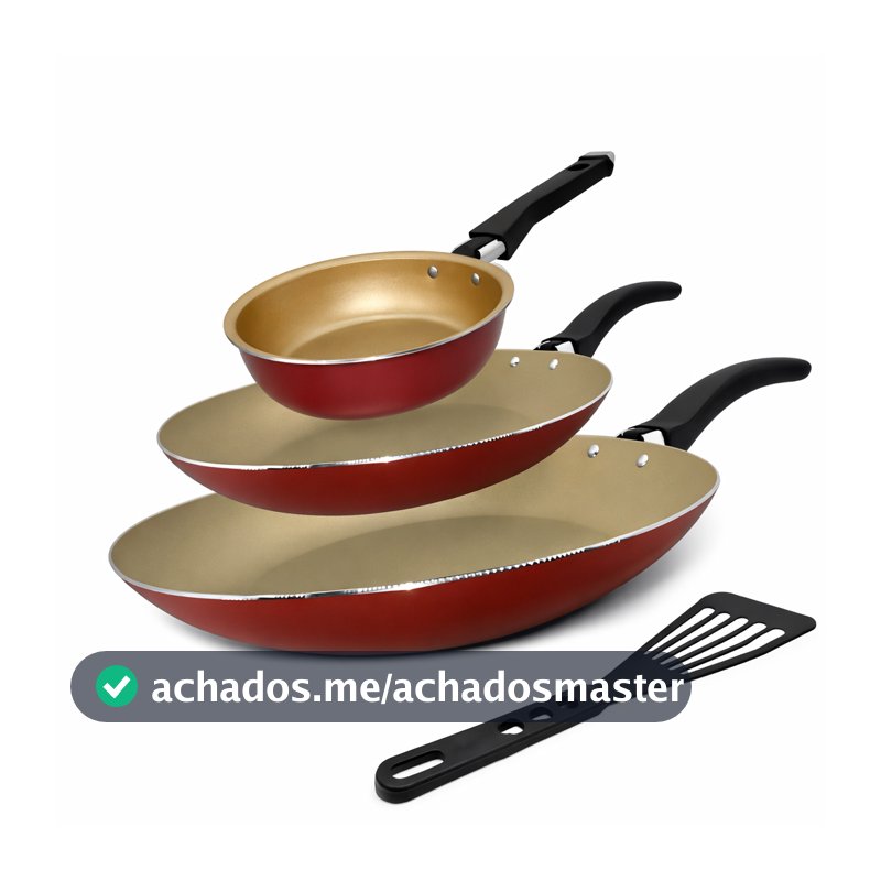 Jogo de 3 Frigideiras Antiaderentes Techflon Nacional com Revestimento 5 Camadas