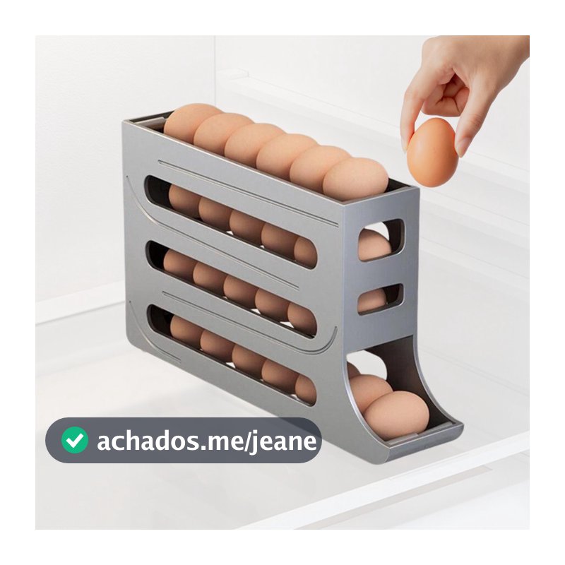Porta Ovos Deslizante Organizador Para Geladeira De 4 Camadas Automática Rolantes