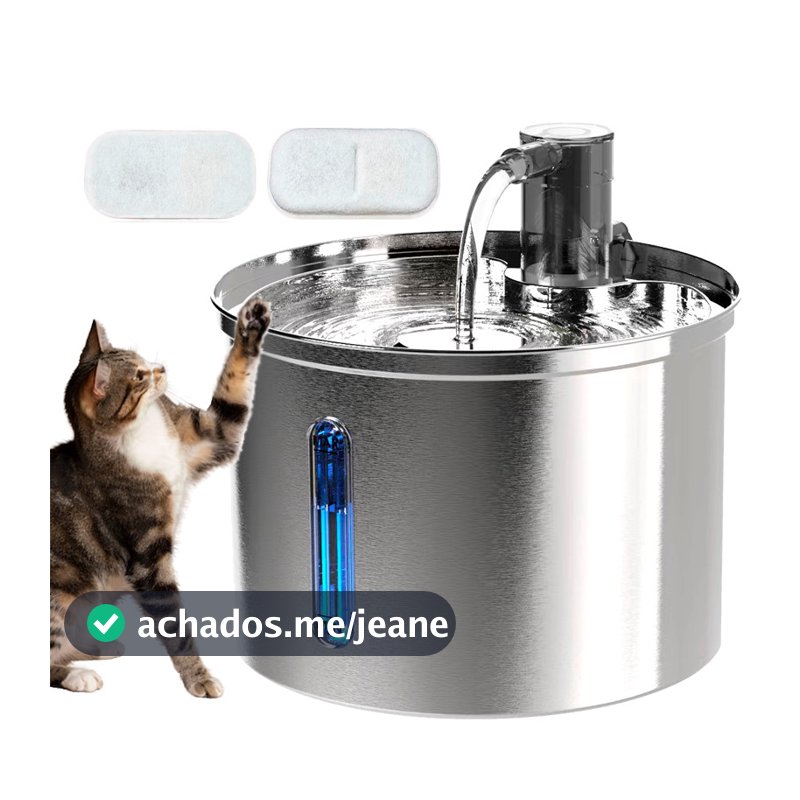 Newpet Bebedouro De Aço Inoxidável 3L Para Cães Gatos Automático Animais Domésticos Gatos Fonte 5V USB Alimentado BIVOLT