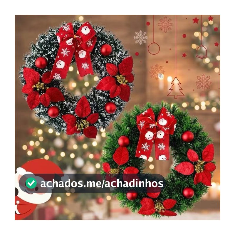 Guirlanda Natalina De Luxo Natal 37x37cm Decorações Porta Pendurado De Natal Feliz Natal Enfeite