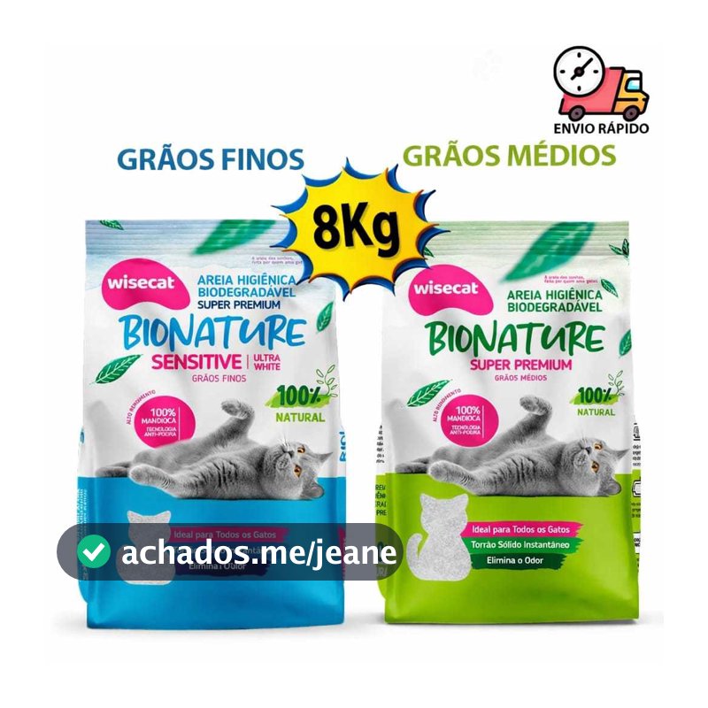 Kit Areia Para Gato Natural 100% Mandioca Biodegradável Wise Cat