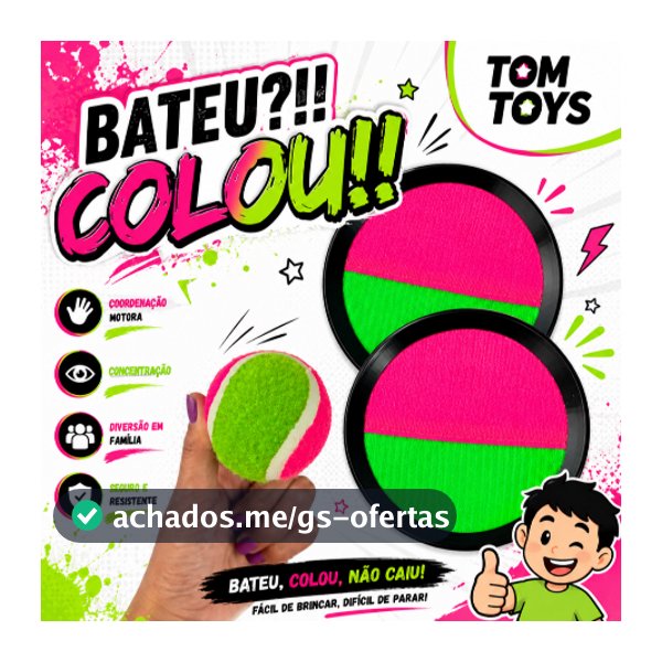 Raquete Frescobol Bateu Colou Peteca Tênis C/ Bolinha Bate Gruda