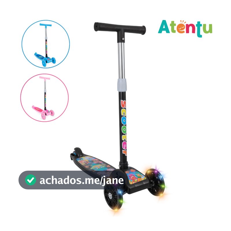 Patinete infantil 3 rodas com led luzes dobrável ajustável menino menina