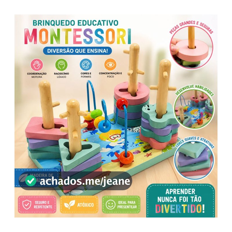 Aramado Educativo Colorido Método Montessori Brinquedo Pedagógico Interativo Estimulante