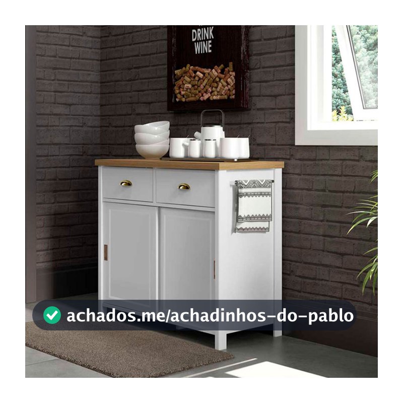 Aparador Buffet Ditália 2 Gavetas 2 Portas Branco BA-145
