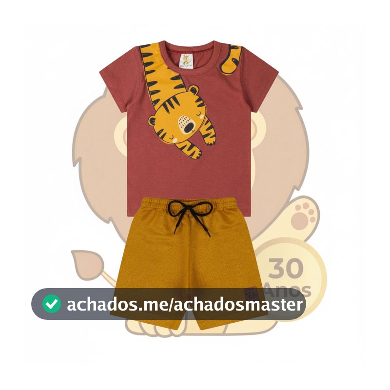 Conjunto Masculino Menino Infantil  Verão Tigrinho - Tamanho 1 a 8 Anos