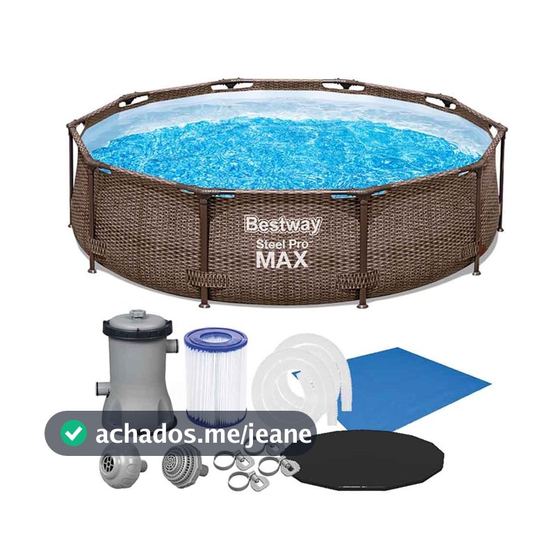 Piscina Estrutural 4678L Circular Deluxe + Filtro 110V ou 220V + Capa + Forro Bestway