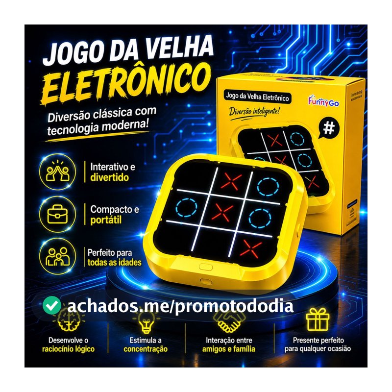 Jogo Da Velha Digital Eletrônico 4 Em 1 Recarregável Usb Led Educativo Interativo Portátil Memoria