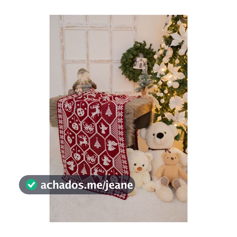 Manta Xale de Natal Tricot Sofá Decorativa Natalina Vermelho Verde Dourado