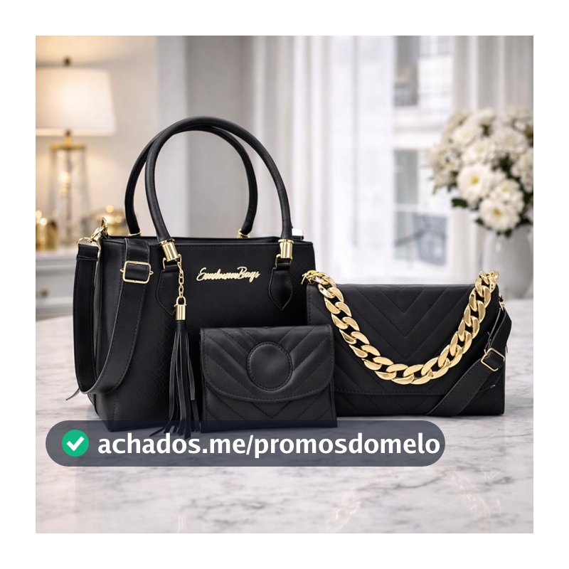 Kit 3 Bolsas Femininas | Tote + Tiracolo + Carteira | Completo para o Dia a Dia