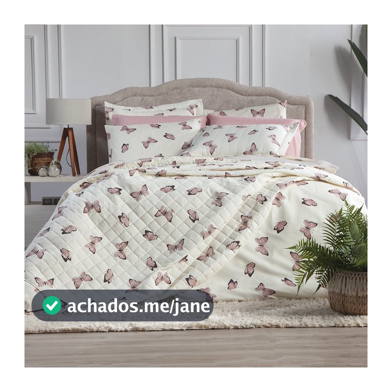 Colcha Cobre Leito Borboletas Azul e Rosa e estampas de Alto Padrão Envio Imediato