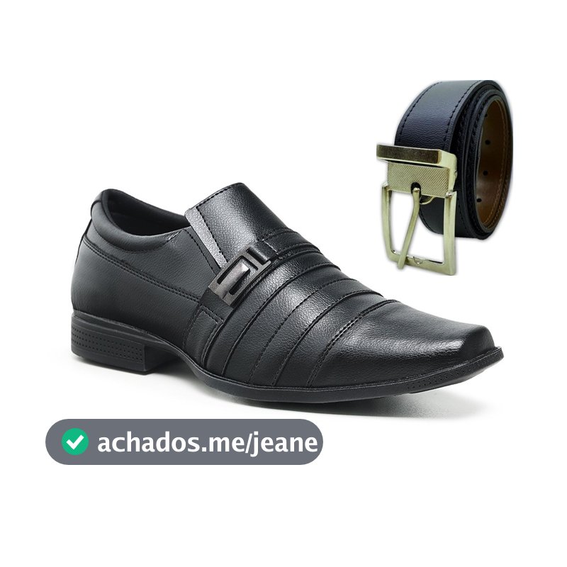 Kit Sapato Social Masculino Confortável Dia a Dia com Cinto Dupla Face