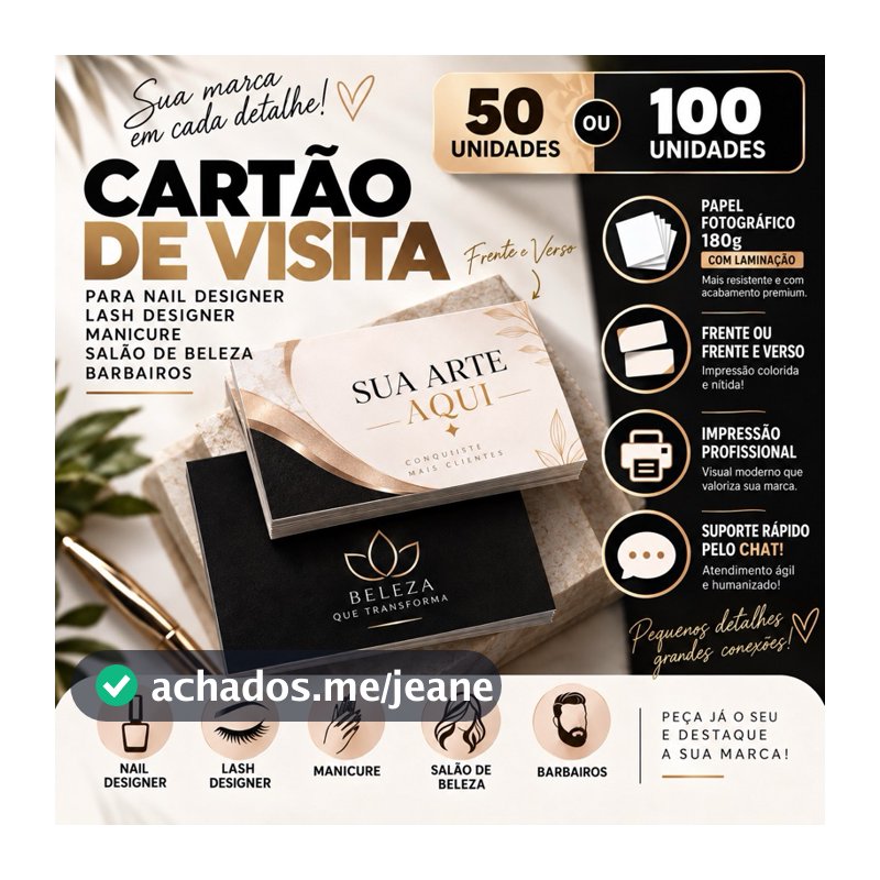 Cartão de Visita Personalizado | 180g Nail Designer, Lash, Manicure e Salão