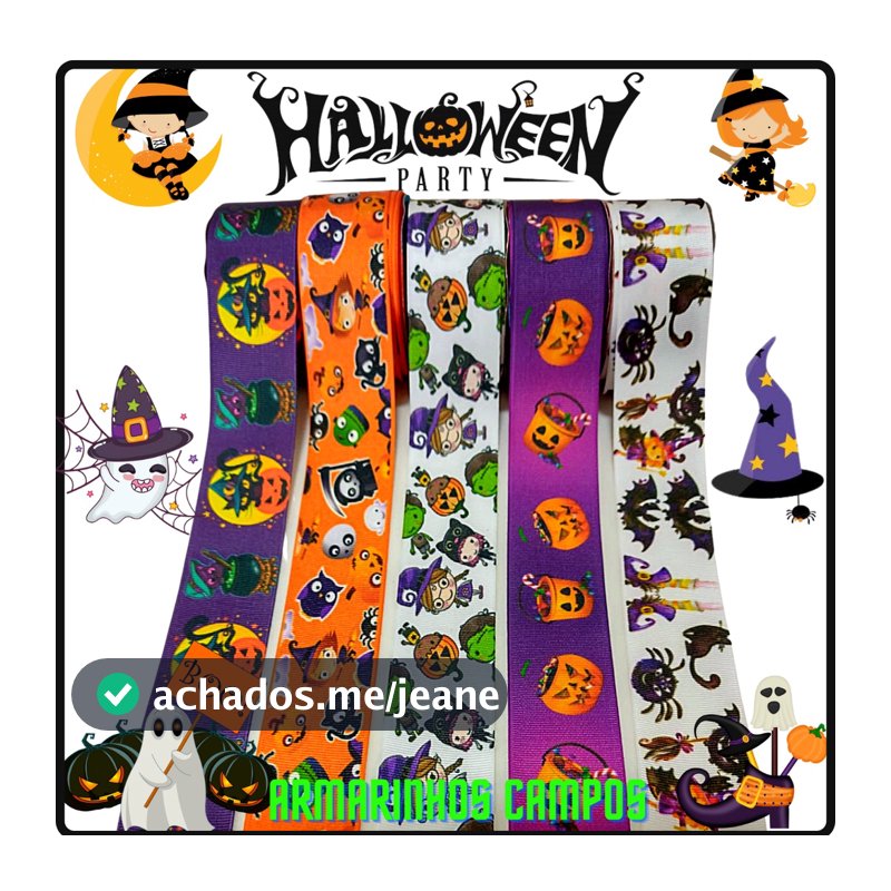 Fitas Gorgorão Halloween Dia das Bruxas com 1ou/2 metros kit completo (menor preço) Adquira já o seu