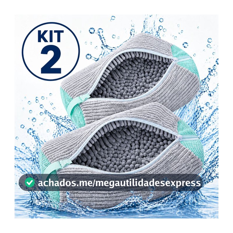 Kit 2 Sacos lavar Tenis Sapato Máquina Lavar roupas Protege não danifica Lavagem Segura Lavanderia