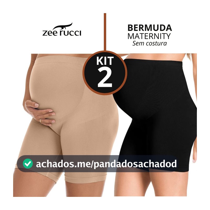 KIT 2 Bermuda Modeladora para Gestante Maternidade Zee Rucci Lingerie Gravida