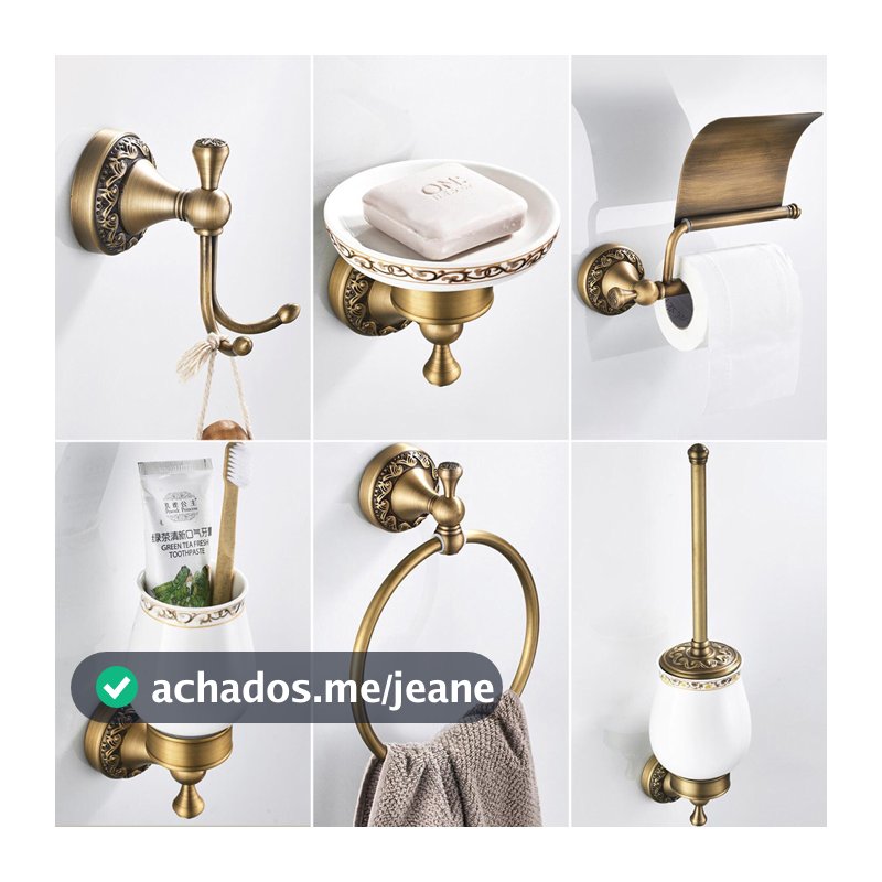Banheiro inox De Banheiro Toalheiro Suporte De Toalha De Bronze Antigo Sabonete Completo