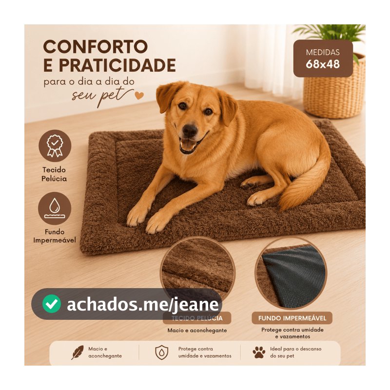 Colchonete Tapete Pet Cachorro Pelúcia Fundo Impermeável Quentinho - 01 Peça