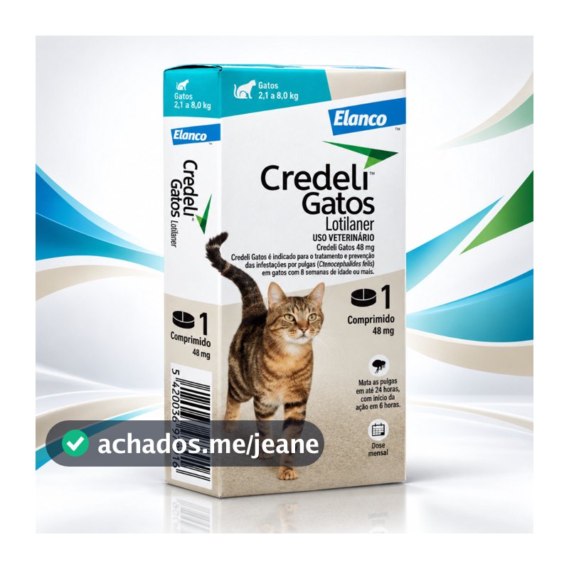 Antipulgas Credeli Gatos 48mg para 2,1 a 8kg Elanco 1 Comprimido Proteção Contra Pulgas e Carrapatos