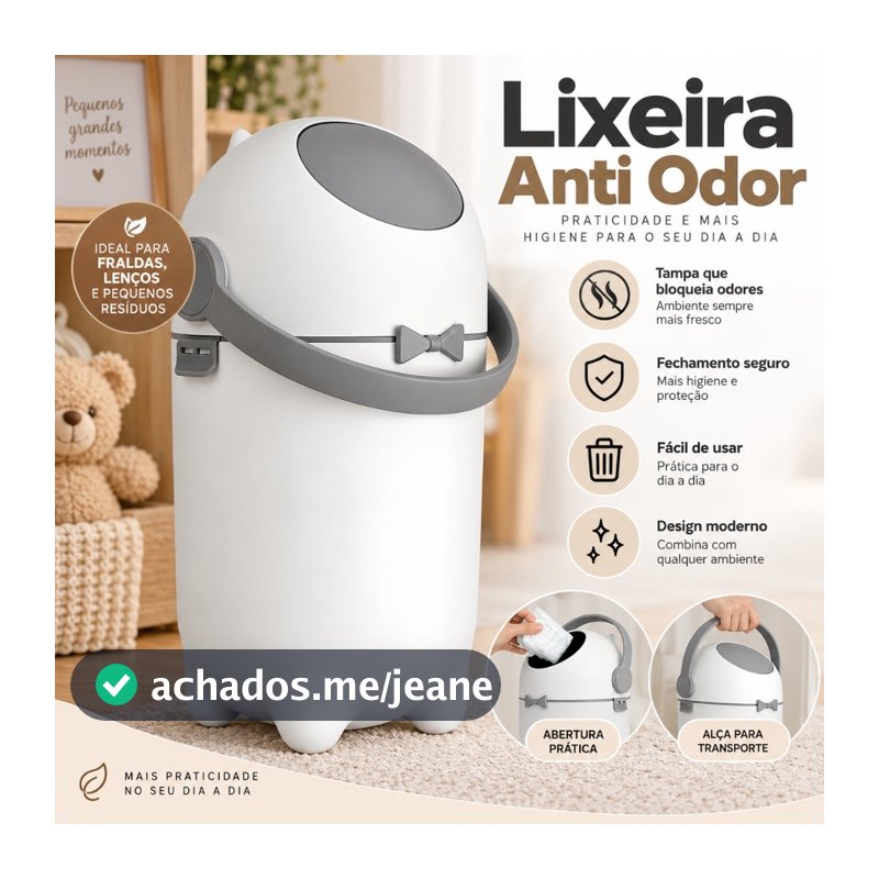 Lixeira Anti Odor para Fraldas Bebê e Pets Lixo Mágico com Tampa Vedada