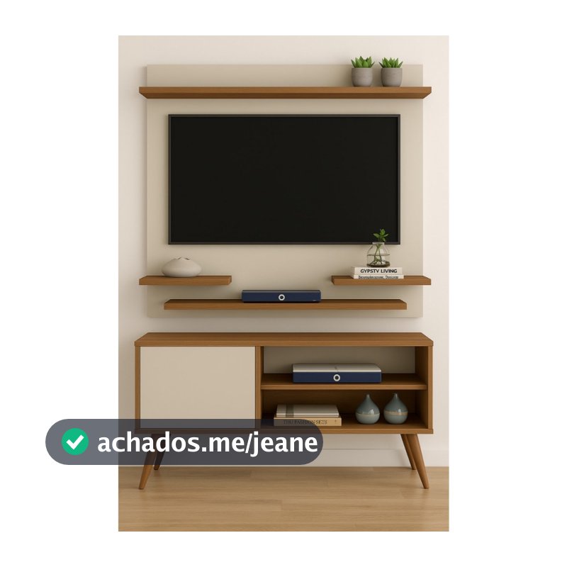 Rack Gardênia Retro com Painel Space para TV até 32” - Cores