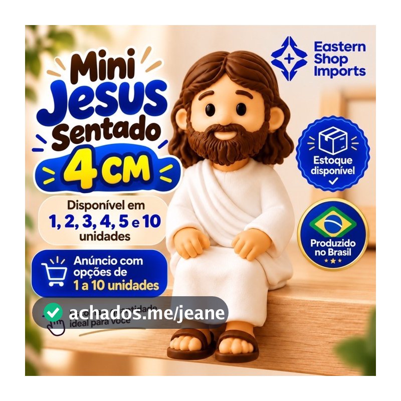 10 Mini Jesus Cristo Sentado 4cm Enfeite Decorativo Religioso para Mesa Prateleira Nicho Presente Monitor Notebook