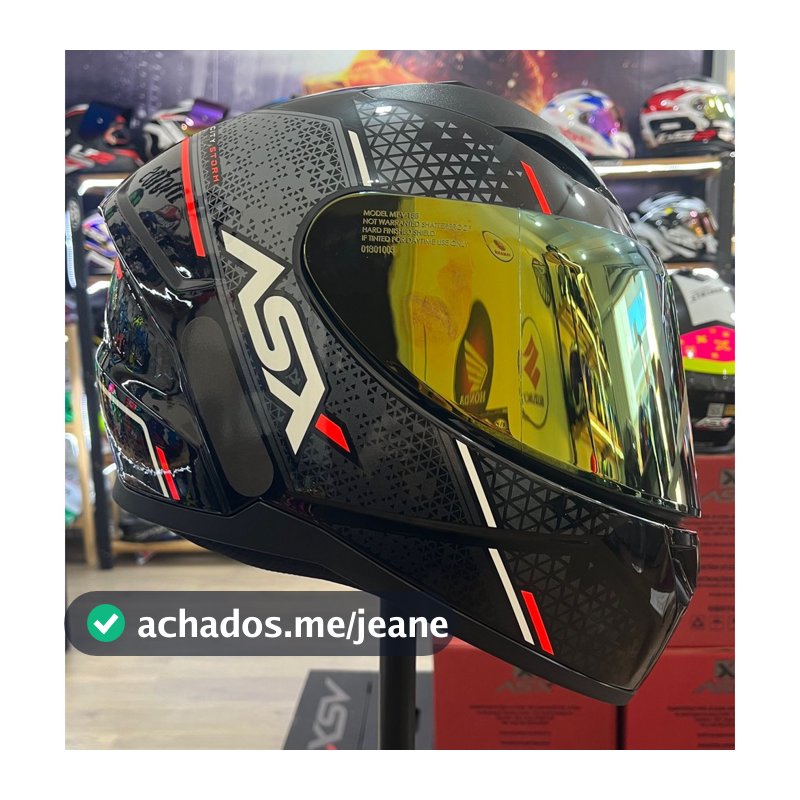 Capacete Sportivo ASX City Storm Preto, Cinza e Vermelho