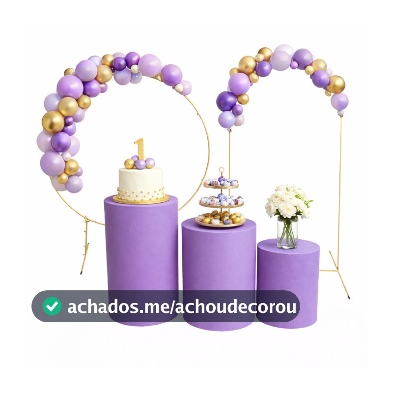 Kit Painel Arco Bexiga + Trio De Mesa Cilindro Decoração Festa Desmontável