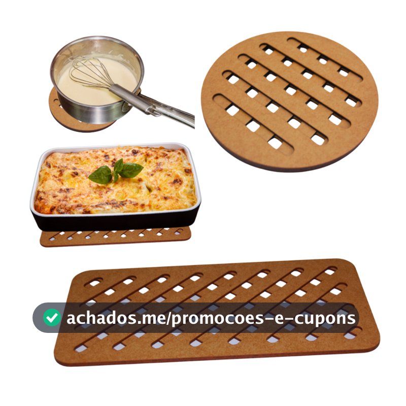 Kit com 4 Descansos de panela + 2 Suporte de travessas para Apoio De Mesa, Cozinha, Design, MDF