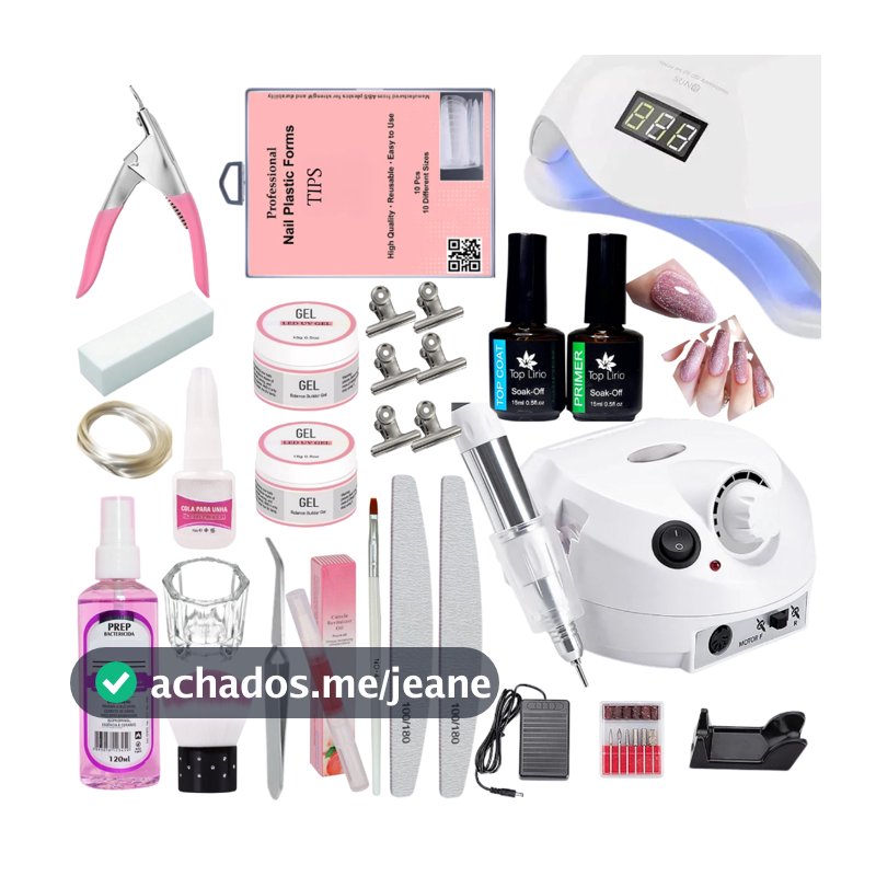 kit unha de gel lixadeira elétrica completo profissional cabine de unha 48w bivolt motor Porquinho