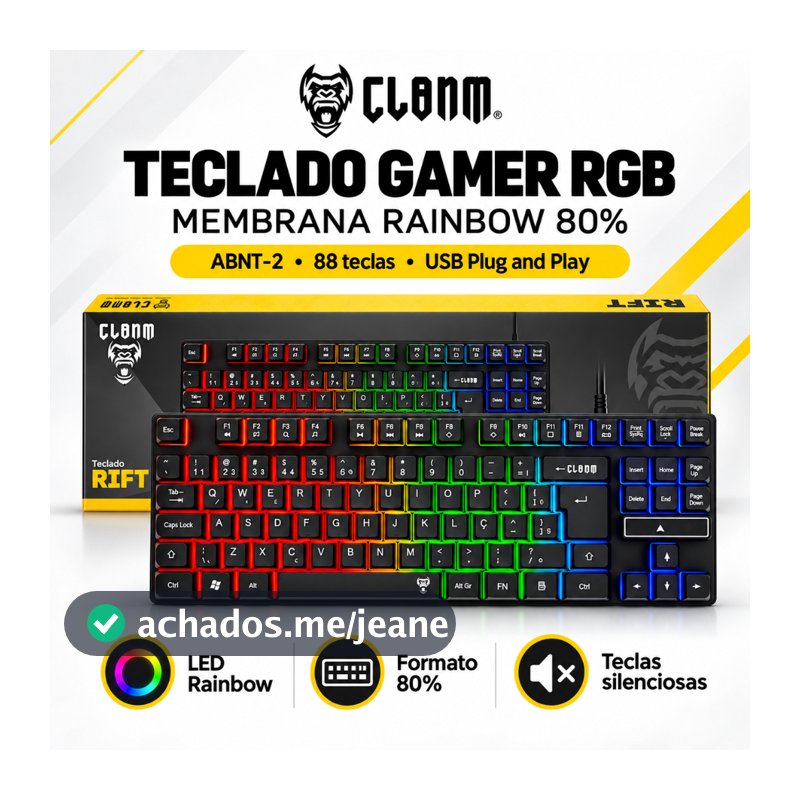 Teclado Gamer Rgb Membrana Rainbow 80%