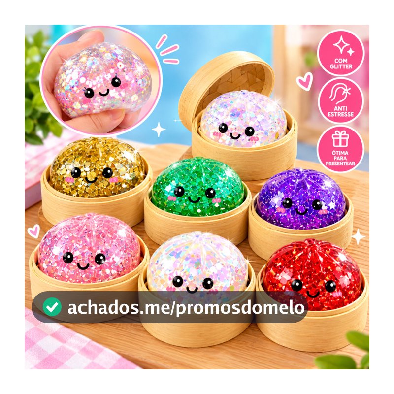 Squishy Bolinho 8,5cm Led 9cm, Barra de Mantega Surpresa com Glitter Brinquedo Sensorial Antiestresse