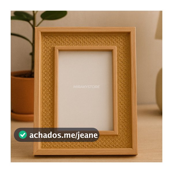 Porta Retrato Com Moldura 15x20cm Plástico e Madeira Luxo Elegante C/ Detalhes