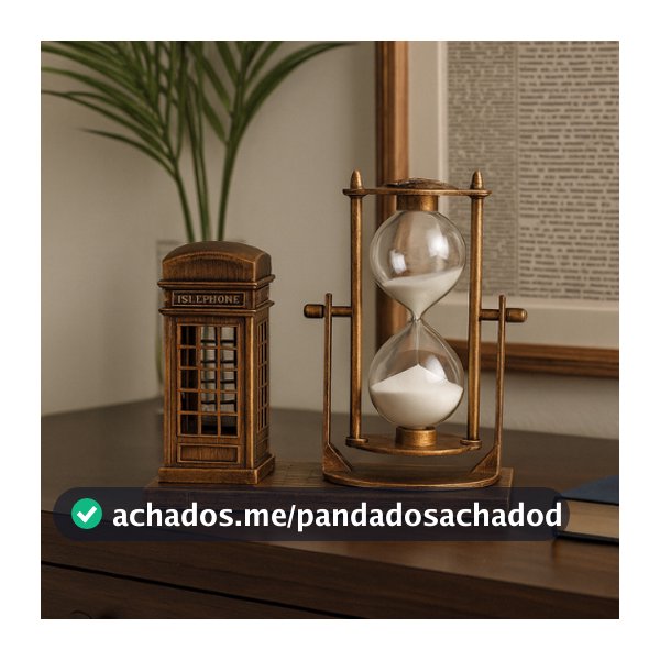 Decoração Cabine Telefônica de Paris Com Ampulheta 15cmX12cmX7cm
