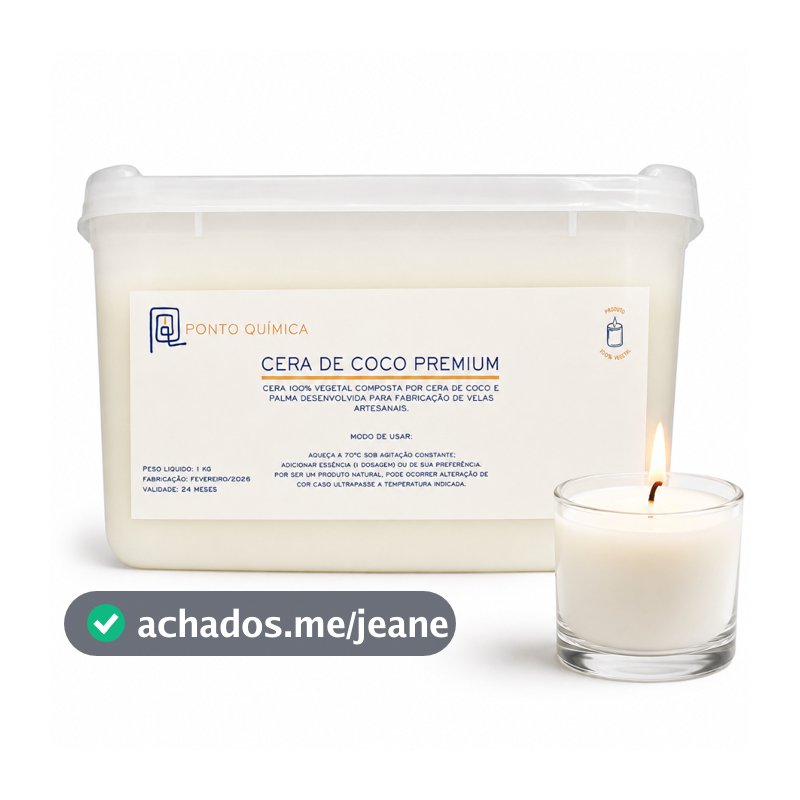 Cera de Coco Premium para Velas 100% Vegetal 1kg Ponto Química