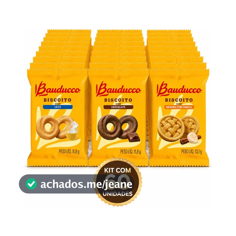 Biscoitos Bauducco Em Sachê Sabores Amanteigado 60 Unidades