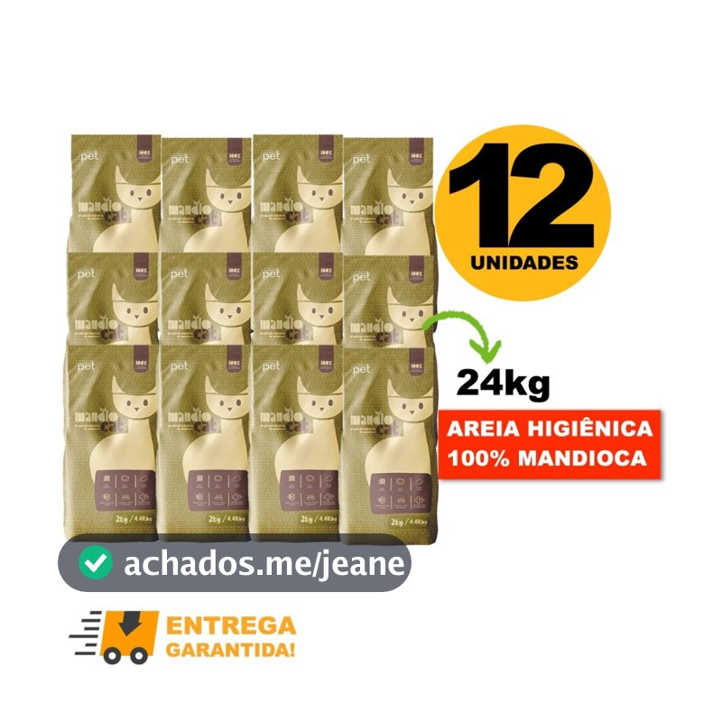 Areia de Gato MandioCat Biodegradável higiênica natural 100% Mandioca 24KG-Envio Imediato