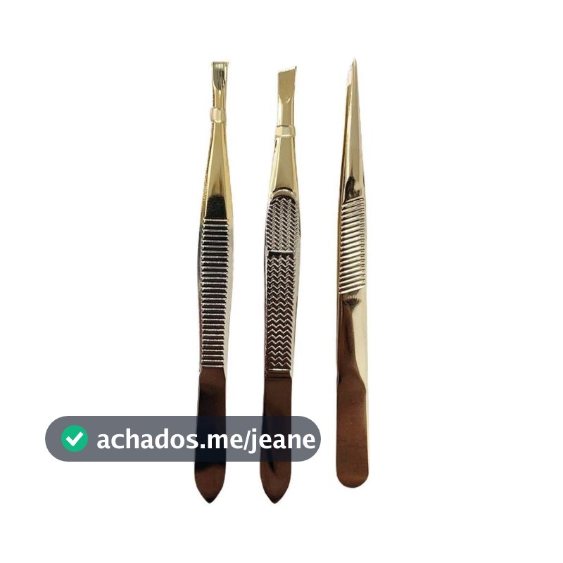 Kit Pinças Solingen Sobrancelhas Profissional Chanfrada Reta Agulha