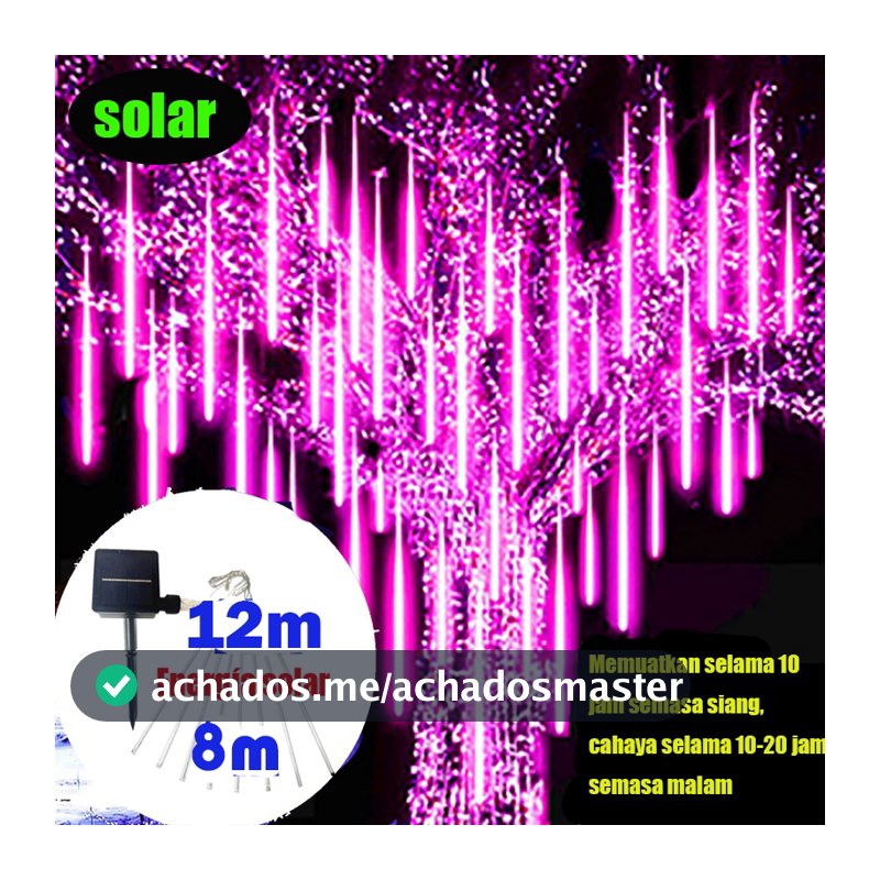 [Entrega 24 horas]8m \ 12m luz solar de chuva de meteoro LEDPisca pisca,decoração de festa, ar livre, Natal, casamento