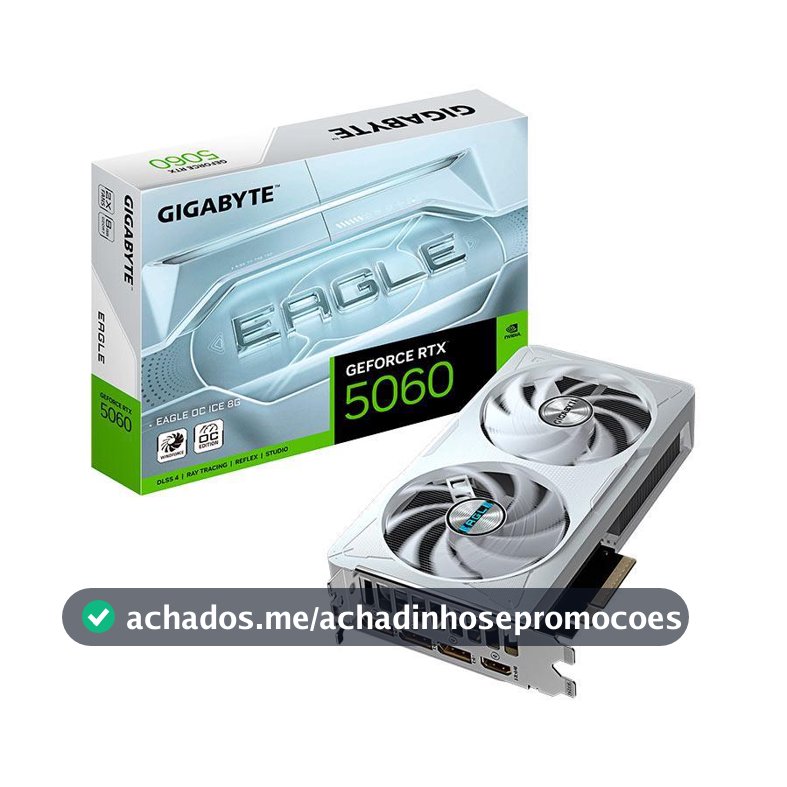 Placa de Video Gigabyte GeForce RTX 5060 Eagle OC Ice, 8GB, GDDR7, 128-bit, GV-N5060EAGLEOC-ICE-8GD
