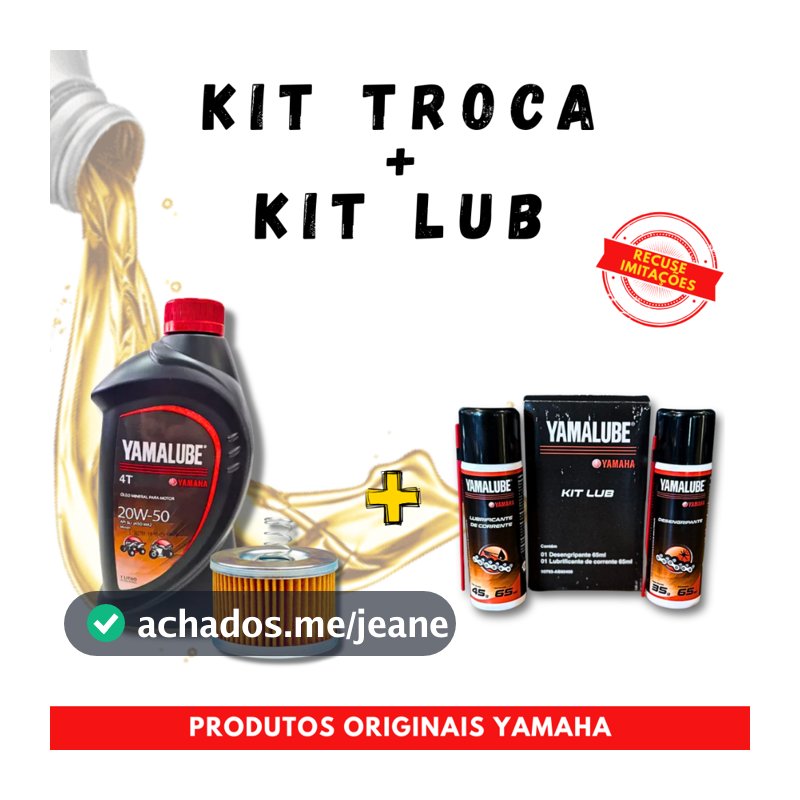 Kit Manutenção Moto: Óleo Yamalube 20w50 + Filtro de Óleo + Lubrificante de Corrente Originais Yamaha