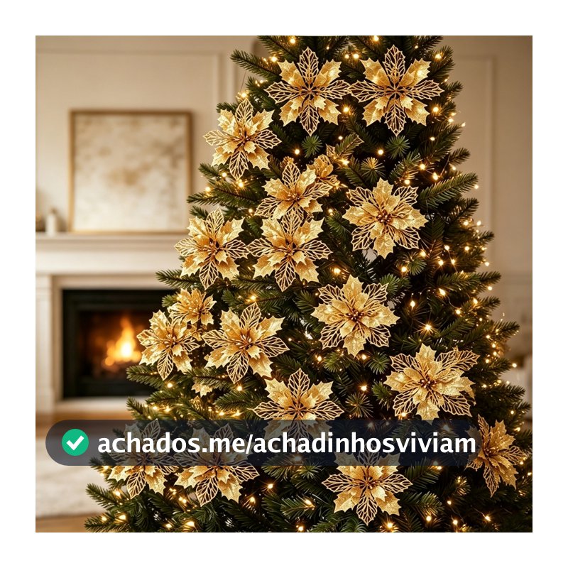 10 Peças Comemorando Árvore De Natal Flor Glitter Decoração Decorações Presentes De Ano Novo