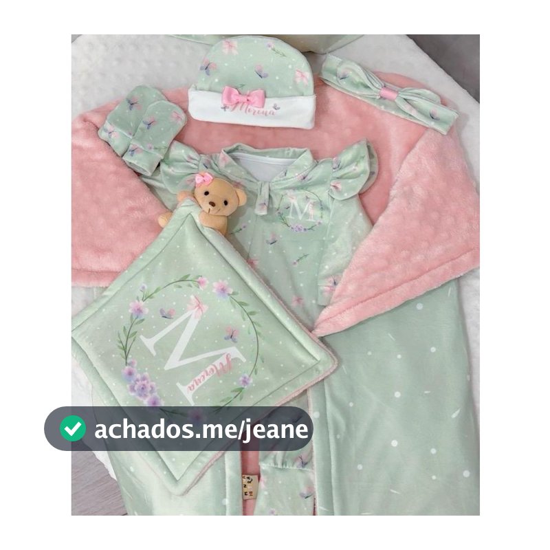 Kit Saída Maternidade Personalizada com o NOME DO SEU BEBÊ no: Macacão, Manta, Naninha, Touca, Luvas