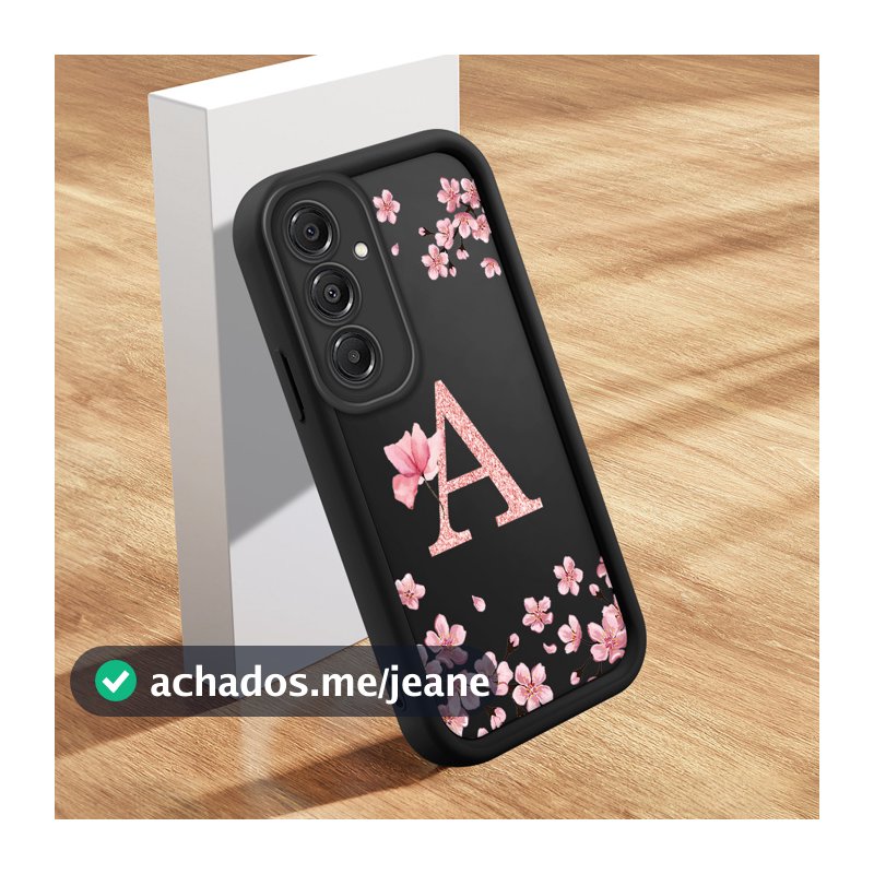 Capinha Letra Personalizada Para Samsung Galaxy A16 4G 5G Capa De Celular Macia Silicone Protetora Preta Case DZ